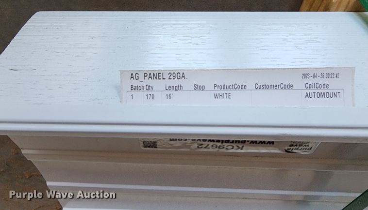 image for item KC9672 (170) sheets of 2023 Doerkson Metal Components metal siding/roofing