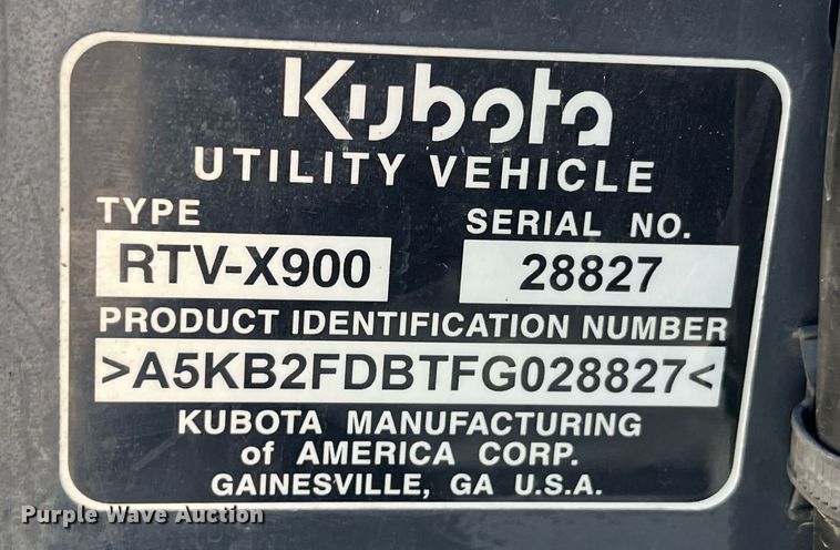 image for item LG9077 2015 Kubota RTV-X900  utility vehicle