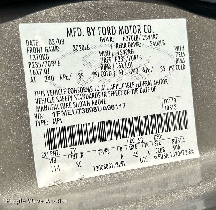 image for item LN9195 2008 Ford Explorer XLT  SUV