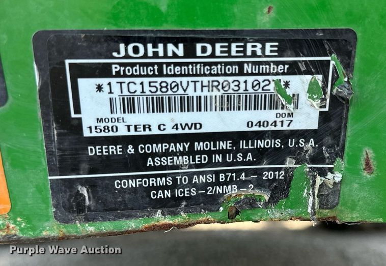 image for item LN9423 2017 John Deere 1580  lawn mower
