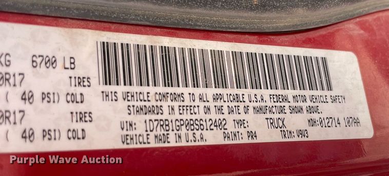 image for item MM9485 2011 Dodge Ram 1500  Quad Cab pickup truck