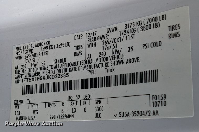 image for item MN9943 2018 Ford F150  SuperCab pickup truck