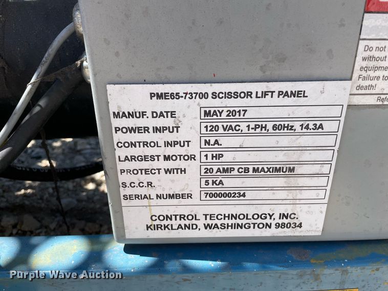 image for item MS9705 2017 Control Technology PME65-73700  platform lift