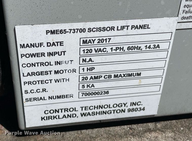 image for item MS9707 2017 Control Technology PME65-73700  platform lift