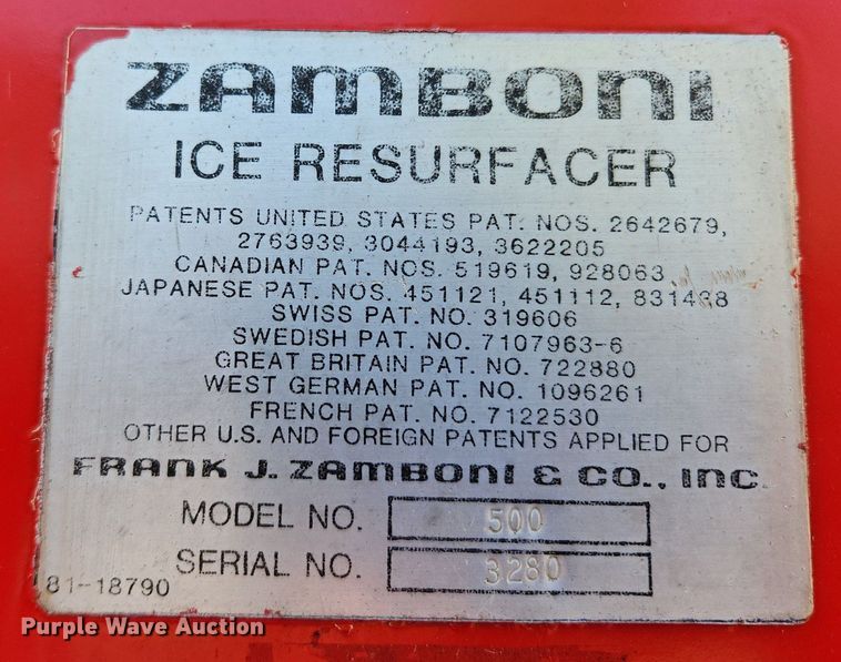 image for item MW9712 Zamboni 500  ice resurfacer