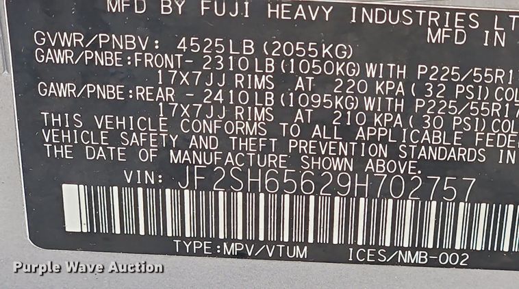 image for item MW9738 2009 Subaru Forester XT  SUV