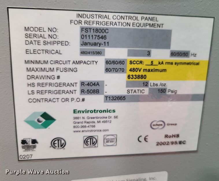 image for item MX9678 Envirotronics FST1800C  test chamber