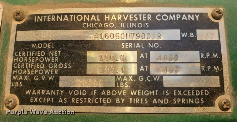 image for item MX9699 1968 International 1600  grain truck