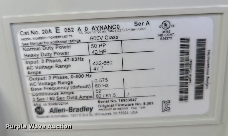 image for item MX9758 Allen Bradley Powerflex 70  AC drive