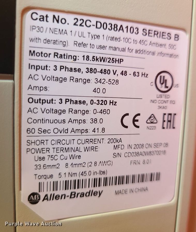 image for item MX9760 Allen Bradley Powerflex 400  AC drive