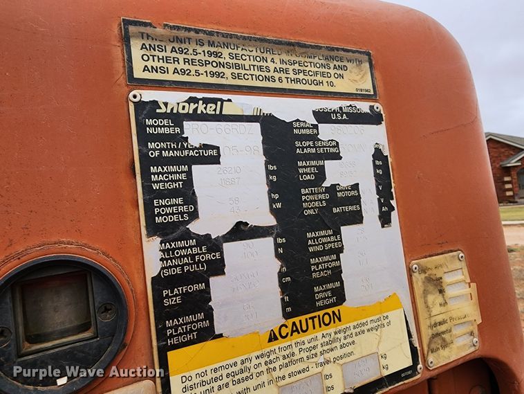 image for item DK6505 1998 Snorkelift Pro-66RDZ  boom lift