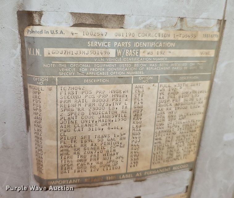 image for item DO4310 1991 GMC TopKick SL  dump flatbed truck