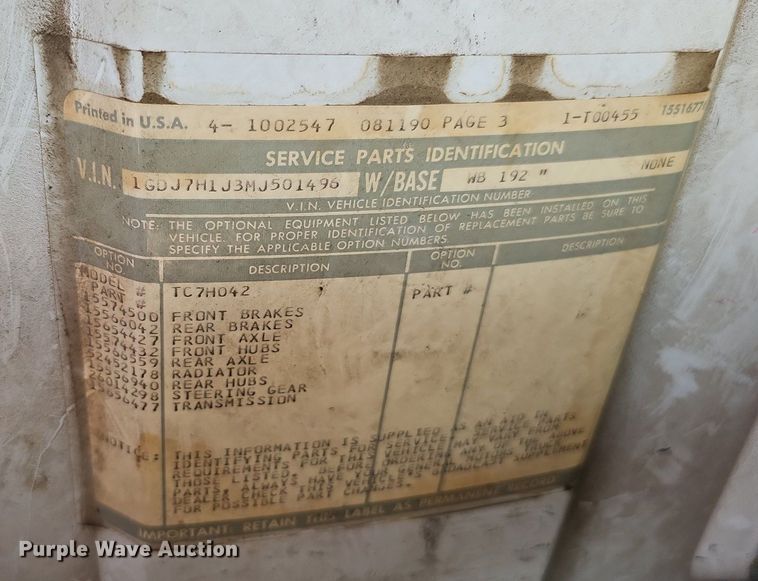 image for item DO4310 1991 GMC TopKick SL  dump flatbed truck