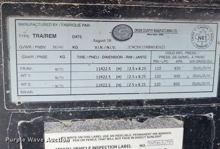 image for item DO4351 2011 Cross Country TRA/REM  bottom dump trailer