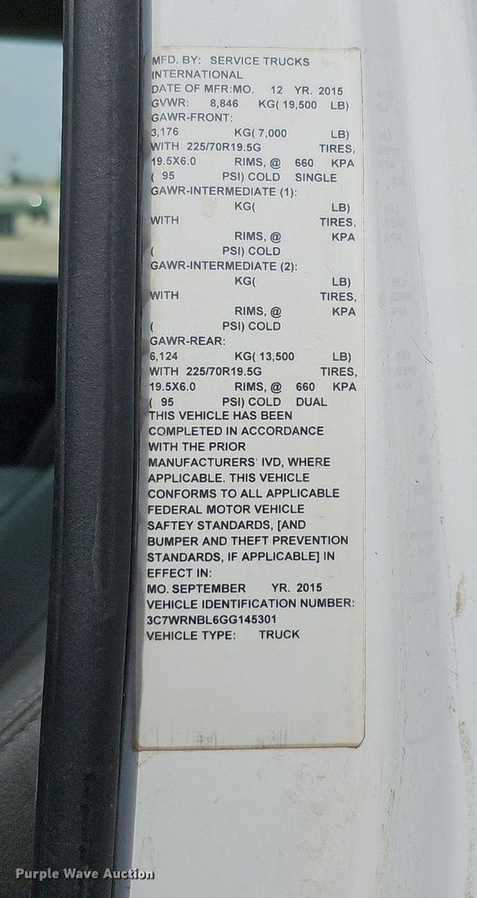 image for item DO4367 2016 Dodge Ram 5500HD  utility / service truck