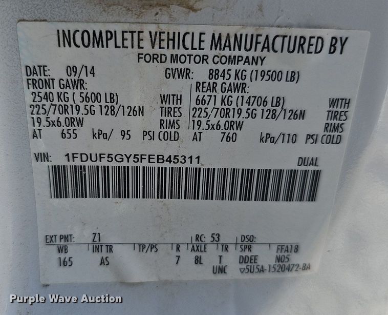 image for item DO4369 2015 Ford F550 Super Duty  utility / service truck