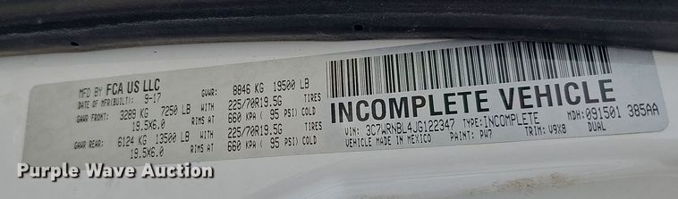 image for item DO4370 2018 Dodge Ram 5500HD  utility / service truck