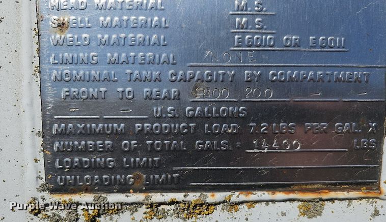 image for item DO4373 Arrow Tank and Engineering Co. MC306MS water truck bed