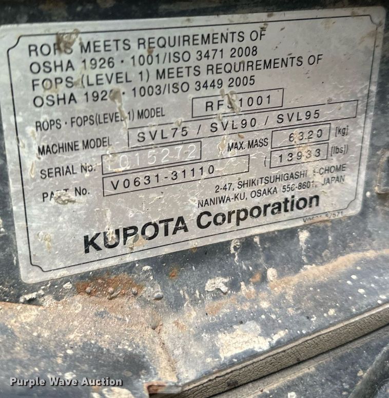 image for item DO4921 Kubota SVL95-2S  skid steer loader