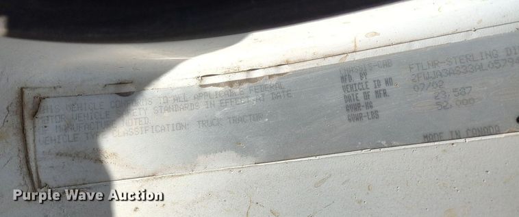 image for item DQ1698 2003 Sterling A9500  vacuum truck