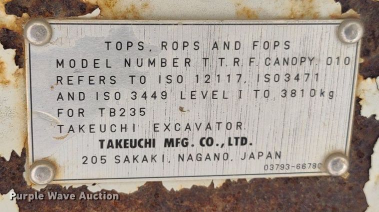 image for item DQ1701 2008 Takeuchi TB235  mini excavator