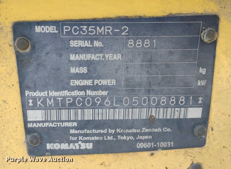 image for item DQ1702 2008 Komatsu PC35MR-2  mini excavator