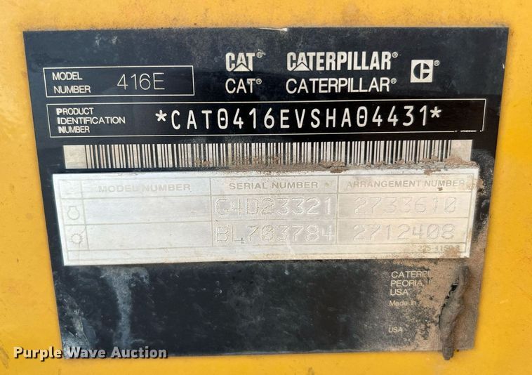 image for item DQ2044 2008 Caterpillar 416E  backhoe