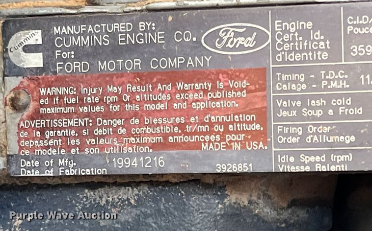 image for item DR5567 1995 Ford F800  crane truck