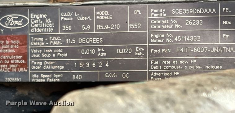 image for item DR5567 1995 Ford F800  crane truck