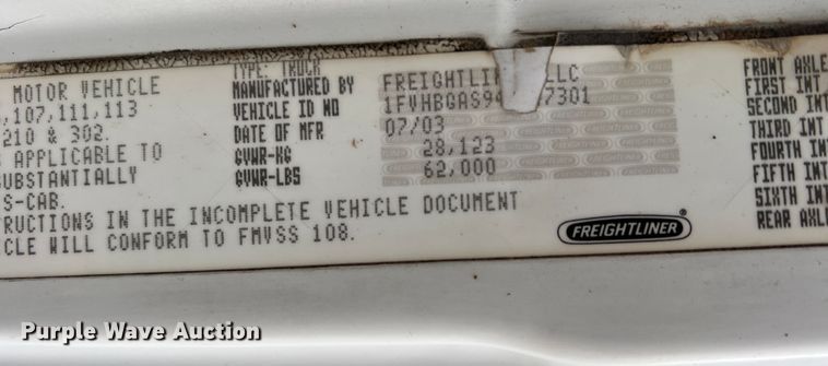 image for item DR5568 2004 Freightliner FL112  crane truck