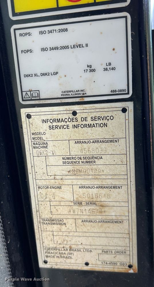 image for item DR5578 2017 Caterpillar D6K2 XL  dozer