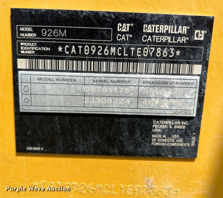 image for item DR5580 2020 Caterpillar 926M  wheel loader