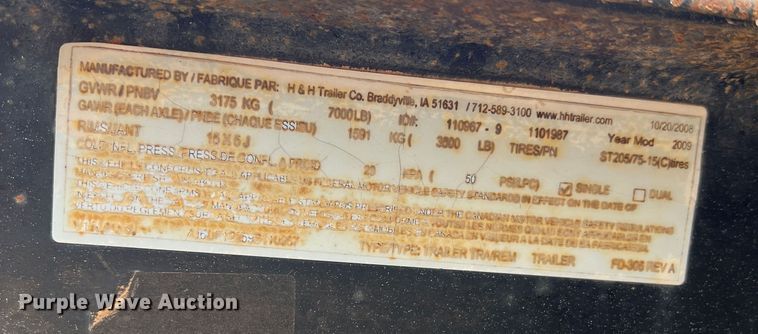 image for item DR5601 2009 H&H  utility trailer