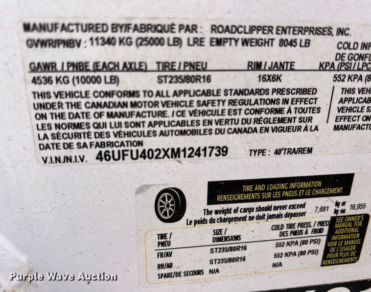 image for item DR5602 2021 Diamond C  equipment trailer