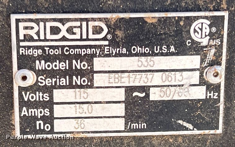 image for item DR5615 Ridgid 535  pipe threader