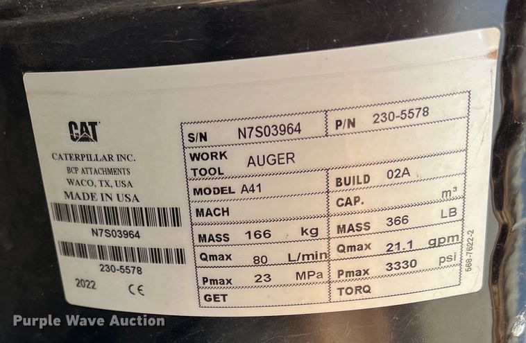 image for item DR5621 Caterpillar A41  skid steer auger