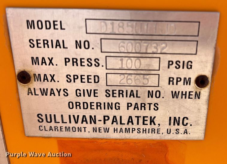 image for item DR5628 Sullilvan Palatek D185U11JD  air compressor