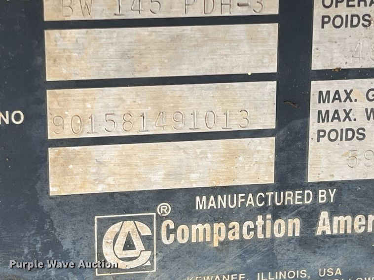 image for item DR5630 2004 Bomag BW145PDH-3  single drum vibratory roller