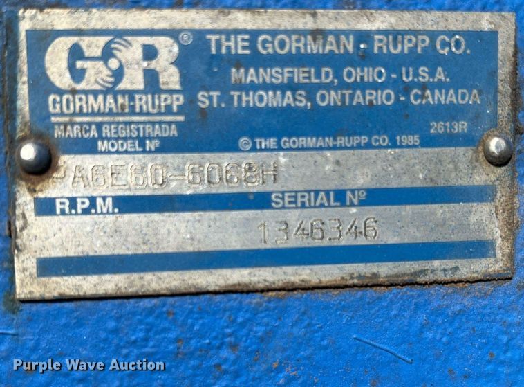 image for item DR5631 Gorman Rupp PA6E60-6068H  centrifugal pump