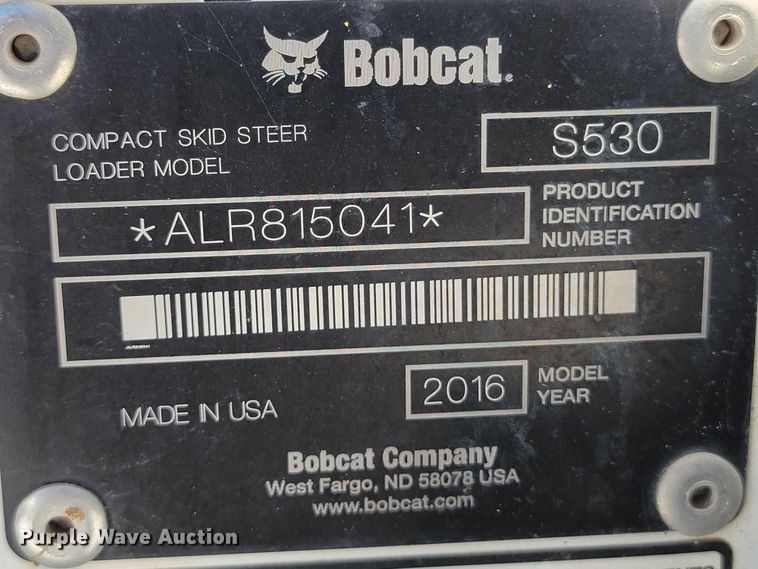 image for item HP9732 2016 Bobcat S530  skid steer loader