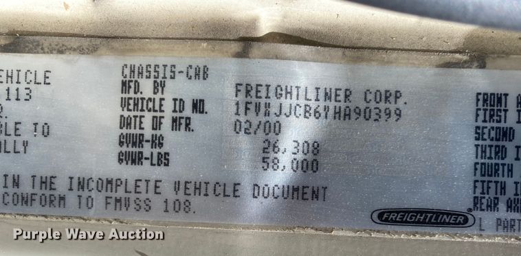 image for item KB9475 2000 Freightliner FL80  crane truck