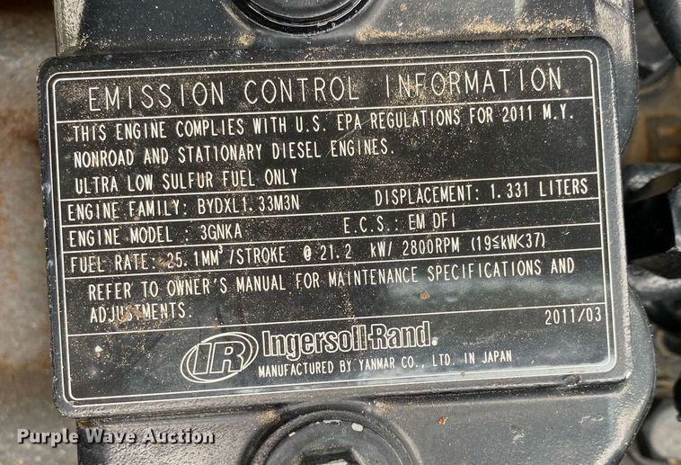 image for item KB9505 2011 Ingersoll Rand P90  air compressor