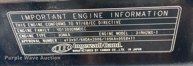 image for item KB9505 2011 Ingersoll Rand P90  air compressor