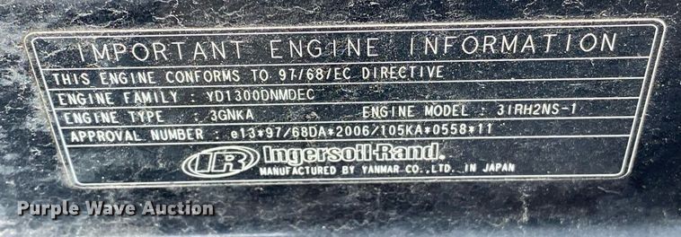 image for item KB9506 2011 Ingersoll Rand P90  air compressor