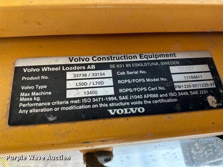 image for item KX9041 2000 Volvo L70D  wheel loader
