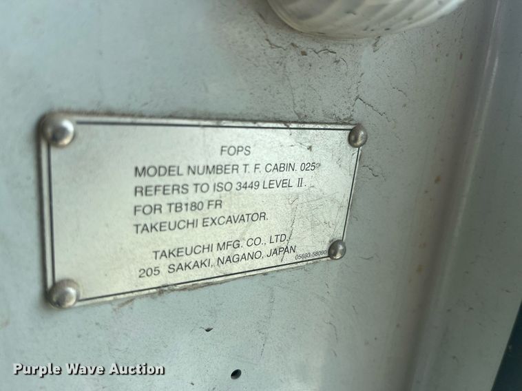 image for item LA9924 2013 Takeuchi TB180FR  mini excavator