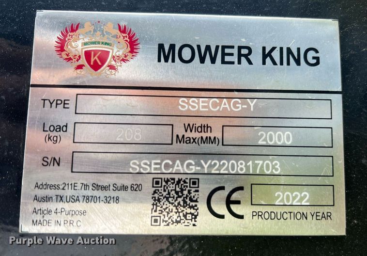 image for item LG9052 2022 Mower King SSECAG-Y  skid steer auger