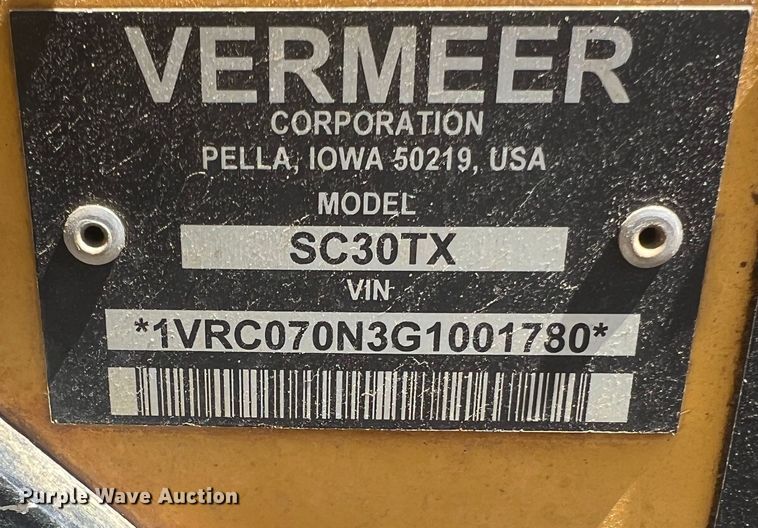 image for item LI9624 2016 Vermeer SC30TX  stump grinder