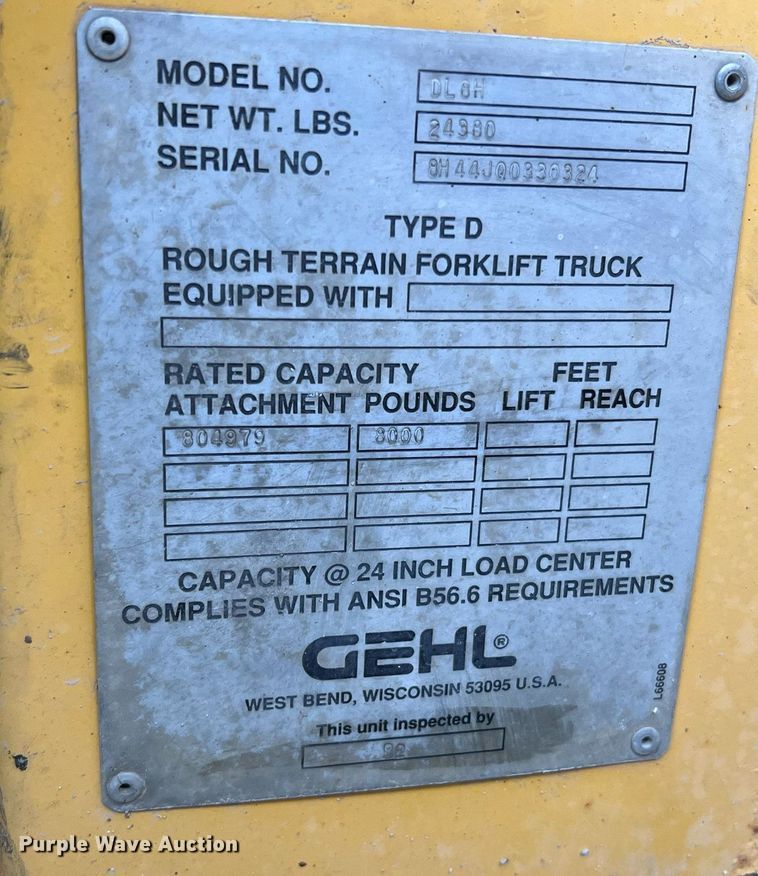 image for item LI9626 1999 Gehl DL8H  telehandler