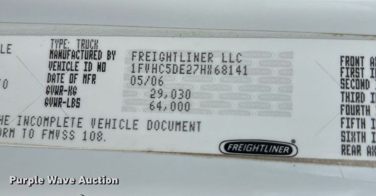 image for item LI9631 2007 Freightliner Business Class M2 112  dump truck